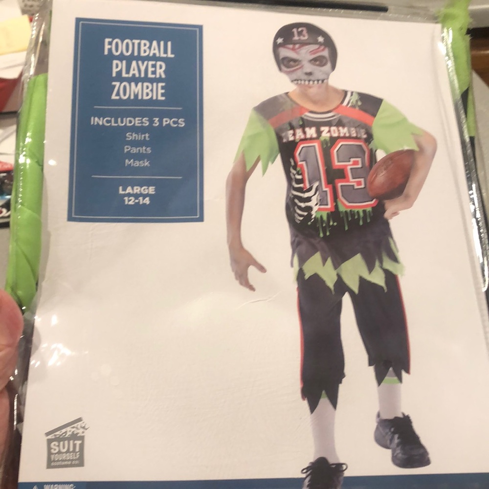 Zombie Football Player Costume sz 12-14 Large by Suit Yourself Costume C…